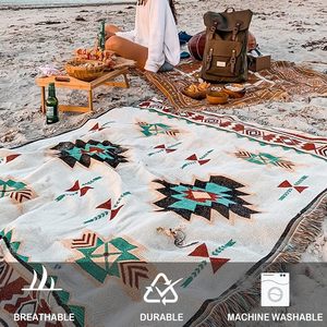 Knitted <strong>Throw</strong> Blanket Soft <strong>Outdoor</strong> Picnic Blanket Stylish Bohemian <strong>Throw</strong> for Camping Beach Tent - Product Image 5