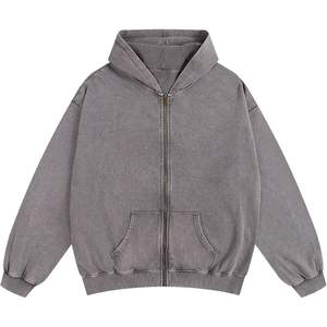 KEEPSHOWING Unisex Heavyweight Casual <b>Sweatshirts</b> Mens Oversized Zip Hoodie Solid Wash Old Craft <b>Promotional</b> <b>Hoodies</b> <b>Sweatshirts</b> - Product Image 5
