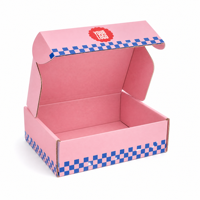 Kotak Kemasan Lipat Motif Kotak-kotak Pink Biru dengan Logo Kustom untuk Paket Perawatan Kulit, Hadiah Y2K, dan Paket Berlangganan