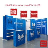Stand d'exposition modulaire 10x20 pieds en aluminium à montage rapide sans outils, avec cadre en tissu et espace de rangement pour l'exposition de vêtements