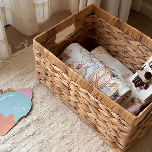 Cesta <span class=keywords><strong>de</strong></span> Almacenamiento Rectangular <span class=keywords><strong>de</strong></span> Mimbre Tejido a Mano, Organizador para Dormitorio, Baño, Lavandería, Oficina, <span class=keywords><strong>Escritorio</strong></span> - Product Image 6