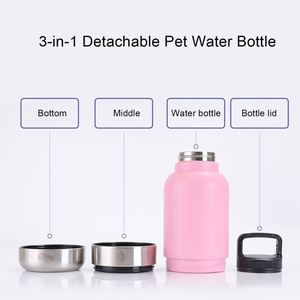 Gamelle portable 3-en-1 isotherme en acier inoxydable de 32 oz pour animaux de compagnie avec logo personnalisé, bouteille d'eau détachable avec couvercle pour chien, idéale pour les voyages en extérieur - Product Image 4