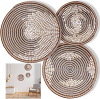 Décoration murale artisanale en jonc de mer, style bohème, écologique, OEM, ensemble de paniers suspendus décoratifs pour la maison