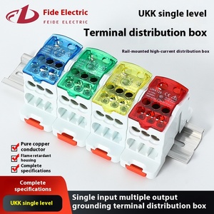 UKK80A <span class=keywords><strong>Bornier</strong></span> <span class=keywords><strong>de</strong></span> terre Boîte à bornes <span class=keywords><strong>de</strong></span> rail <span class=keywords><strong>de</strong></span> guidage avec séparateur <span class=keywords><strong>de</strong></span> fil et bande <span class=keywords><strong>neutre</strong></span> Connexions une entrée et six sorties - Product Image 4