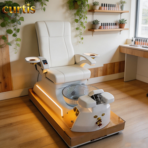 Fauteuil de pédicure et de manucure populaire <span class=keywords><strong>avec</strong></span> massage du dos, bassin LED transparent et base <span class=keywords><strong>en</strong></span> fibre de verre pour salon de manucure, spa et salon de pédicure - Product Image 4