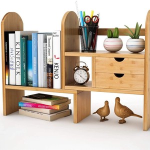 Étagère de bureau Bilu en bois, organisateur de bureau avec tiroirs, style simple, type sur pied, couleur bois naturel, forme rectangulaire - Product Image 2
