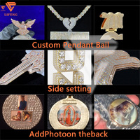 Pendentif Hip-Hop en Argent S925 Personnalisable avec Initiale, Sertissage Mosaïque de Moissanite et Diamants Effet Glacé pour Homme, Bijoux Moissanite