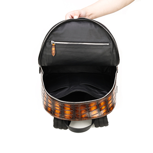 Zenos Fashion Luxury Crocodile Pattern Genuine <b>Leather</b> Waterproof Men's <b>Backpack</b> Zipper Closure <b>Large</b> Capacity Travel Business - Product Image 6