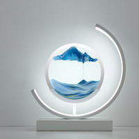 Lampe de table LED 3D dynamique à sable mouvant, tableau d'art lumineux à sable fluide, tableau de sable en mouvement, lampe à sable rapide