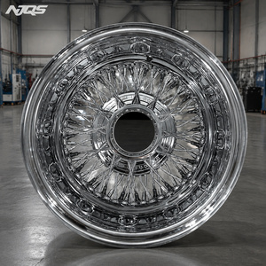 Roues à rayons NJQS, marque Wire Wheels, 14x7 chromées, 72 rayons droits, 2 barres, système Knock Off, 15 16 <span class=keywords><strong>17</strong></span> - Product Image 5