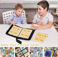 Classeur de cartes à collectionner Juvida style national, 4 pochettes, fermeture éclair, en PU, motif géométrique, 3 emplacements pour cartes de crédit