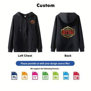 Customized Promotional <b>Hoodies</b> OEM Adult Light Weight Zip-Up Hooded Sweatshirt - Product Image 3
