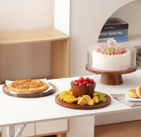 Akazienholz-Kuchenständer mit Acryldeckel und Magnetfuß - Kreative Abnehmbare Servierplatte für Partys & Küchendesserts