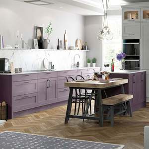 Conception de meubles de cuisine en bois massif sur mesure, style shaker violet, prix d'usine en Chine - Product Image 1
