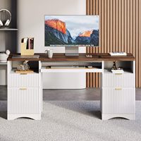 Meuble de bureau moderne Bestier 59 pouces avec plateau pour clavier et 4 tiroirs, dont un tiroir à dossiers