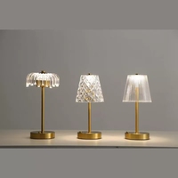 Lampe de table de mariage moderne de luxe avec charge USB variable tactile sans fil en cristal et or