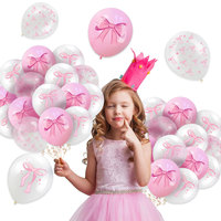 Ballons de décoration de fête d'anniversaire de filles blanches roses de 12 pouces avec ballon d'arrangement de décoration de nœud papillon