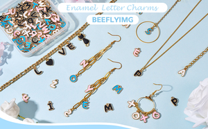 Breloques en métal émaillé avec lettres anglaises colorées pour la fabrication de bijoux DIY, pendentifs pour bracelets et colliers - Product Image 6