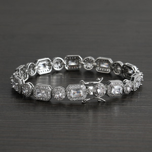 Pulsera de tenis rectangular cuadrada de combinación libre, pulsera de hip-hop con incrustaciones de cobre y circonio. Moda Tanjing - Product Image 3