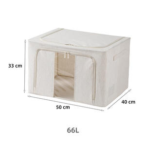 Organisateur de vêtements en tissu pliable portable 120L, anti-humidité, anti-poussière, double compartiment, tiroir intégré, boîte de rangement - Product Image 3