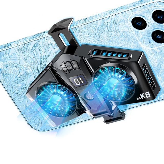 Mobile Phone Cooler Universal Magnetic Suction Mobile Phone Cooling Fan K8 Double Turbine Semiconductor Refrigeration
