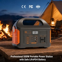 Station d'alimentation portable 500W avec batterie LiFePO4 460,8Wh, générateur solaire pour camping en extérieur, camping-car, secours domestique et UPS