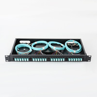 24-Port LC OM3 Panel Patch serat optik-1U Multimode ODF kotak Terminal untuk distribusi jaringan 10G