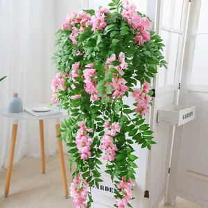 Green Field Artificial Flower Vine Hanging Plant Silk Orange Green Leaves Indoor Wall Decoration Bouquet 1056 - Product Image 4