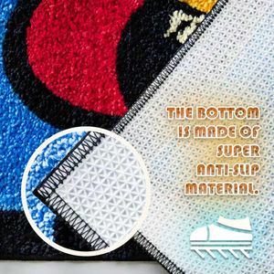 Non-slip Irregular Shape Flocking <strong>Bath</strong> <strong>Mat</strong> <strong>Funky</strong> Maximalist Style 38mm High Pile Cloud-touch Fleece Shower Room Entrance - Product Image 3