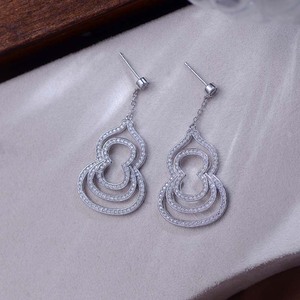 Trendy Romantic Ladies <b>Silver</b> Plated Gold Plated Moissanite Ball Shape <b>Hoop</b> <b>Earrings</b> for Anniversary Engagement Wedding - Product Image 3