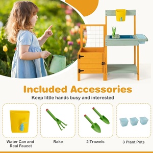 Ensemble de jeu de cuisine en bois avec évier, rustique, fait main, pour garçons et filles de 3 ans et plus, banc de jardinage - Product Image 5