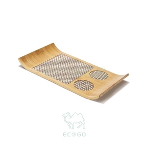 Plateau de service moderne en bambou, en forme de bateau, écologique, durable, facile à nettoyer, pour table basse, salle de bain, salon, chambre à coucher - Product Image 1