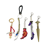 Venta al por mayor de fábrica: Llaveros metálicos 3D estéreo personalizados con armas de juego y armas de anime, con acabado galvanizado, para colección de fans de anime.
