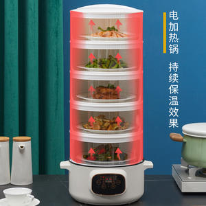 Vaporera eléctrica de alimentos multicapa de plástico con tapa para uso doméstico, diseño apilable de 5 niveles - Product Image 6
