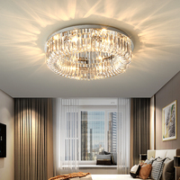 Plafonnier LED moderne minimaliste AC, luminaire en cristal de luxe, acier inoxydable IP65 pour hôtel, chambre à coucher, salon, salle à manger