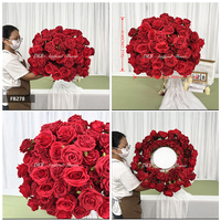 Boules de fleurs artificielles écologiques faites à la main en gros, centres de table roses et bleus pour décoration de mariage et de fête à domicile