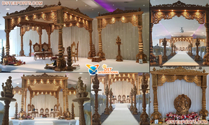 Mandap de madera tallado hecho a mano para boda, decoración asiática, con puerta, EE. UU., para bodas indias y asiáticas - Product Image 6