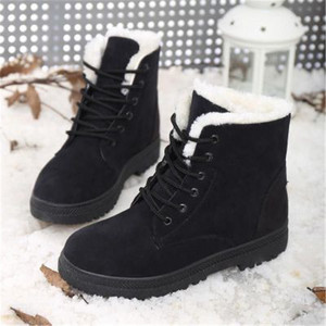Botas de nieve para mujer de invierno 2020 con tacones, plantilla de felpa de piel transpirable, zapatillas tobilleras, zapatos de moda R1562 - Product Image 3