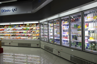 Réfrigérateur commercial à portes vitrées, refroidissement par air, dégivrage automatique, étagères réglables, refroidisseur de boissons