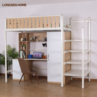 Lit superposé en métal sur mesure avec bureau et armoire, lit superposé gain de place pour dortoir étudiant, échelle pour l'école