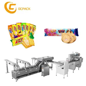 Automatic blanking layer cake sandwiching biscuit packing machine with on-edge packing line