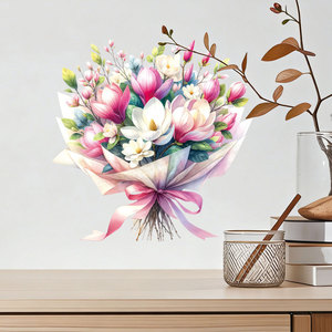 European and American Style Flower Themed Mirror Moisture-proof Wall Stickers for Living Room and Home <strong>Space</strong> <strong>Decoration</strong> - Product Image 1