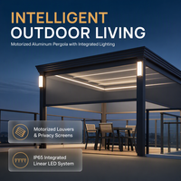 Pergola motorisée en aluminium 3x3m avec design à lames orientables, résistante au vent et à la pluie, pour balcon, patio, jardin