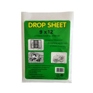 Disposable LDPE Drop Sheet Plastic Dust Sheets HDPE Drop Cloth 9x 12 ft For Painting