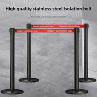 Poteau de guidage rétractable en acier inoxydable avec bande rouge pour la gestion des foules (banques, aéroports, expositions)