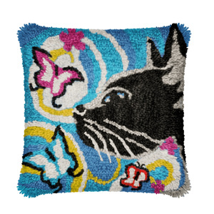 Suministro de fabricantes Alfombra de lana bordado pestillo gancho almohada kits dibujos animados almohada búho patrón felpa almohada sofá cojín - Product Image 6