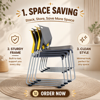 Chaises de bureau pliables en plastique empilables avec design contemporain, base en fer sans accoudoirs pour usage commercial - Vente en gros