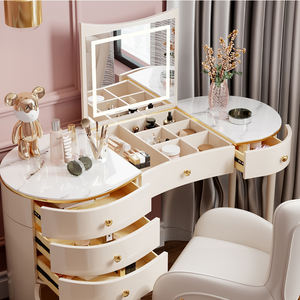 Table de toilette de luxe Aiyi, table de maquillage blanche avec miroir LED, meubles de <span class=keywords><strong>chambre</strong></span> à coucher, ensembles de <span class=keywords><strong>chambre</strong></span> à coucher, table d'étude moderne - Product Image 6