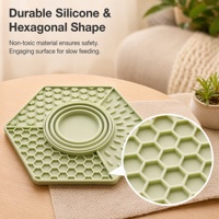 Tapis d'alimentation lente pour animaux de compagnie en silicone hexagonal, pliable, antidérapant, bol à lécher pour chien et chat pour l'alimentation en intérieur