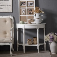 Vente en gros table en bois blanc meilleure vente table console en bois rustique demi-ronde antique personnalisée pour couloir et salon